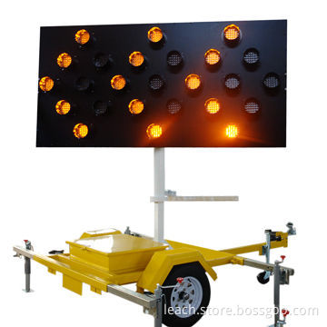 LED Arrow Board, Mounted on Trailer, Automatic Dimming Photocell